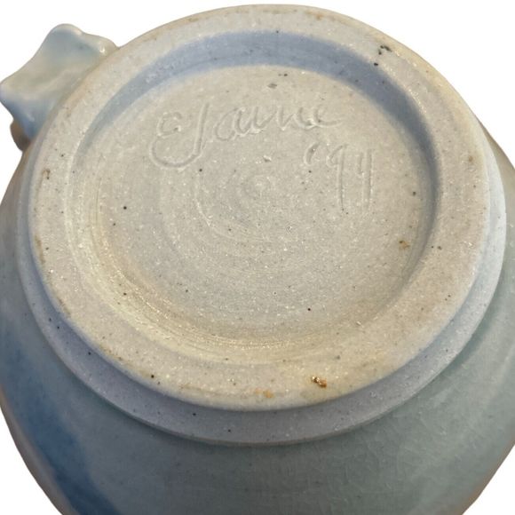 Light Gray Glazed Pottery Pitcher with Abstract Design - Picture 8 of 8